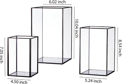 Miniatura 2 de QL - Portavelas de huracán, juego de 3 portavelas de cristal grande, portavelas de vidrio templado transparente con 3 tamaños
