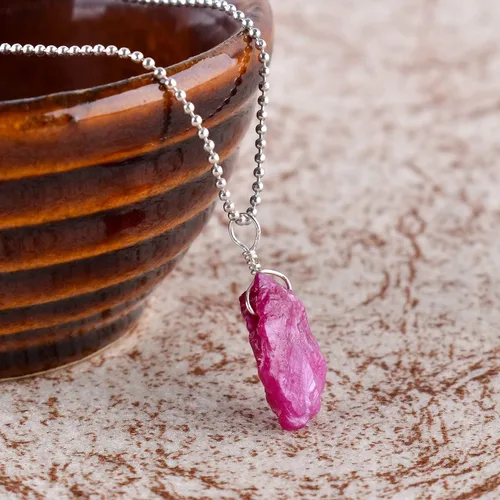 Miniatura 4 de Collar con colgante de gemas naturales, piedras en bruto, chapado en plata, cristales sanadores de chakras, hecho a mano, boda, cumpleaños