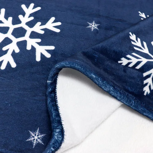 Miniatura 7 de Manta de Navidad con copos de nieve azul, manta de franela de forro polar súper suave, manta de invierno de felpa cálida, decoración navideña