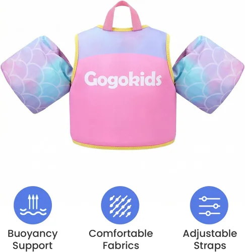 Miniatura 8 de Gogokids Chaleco de natación para bebé, flotadores para niños de 33-66 libras, chaqueta de natación para niños con alas de agua para niños de 2 3 4