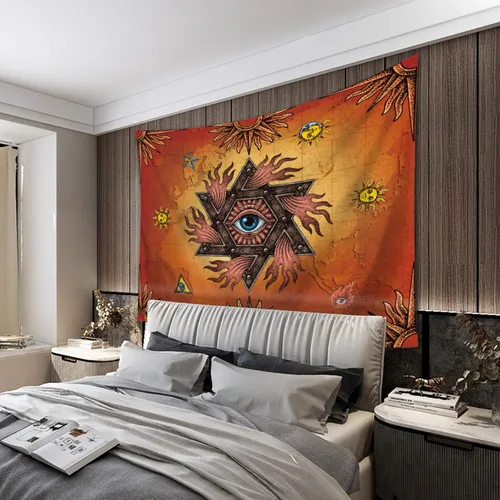 VENTIMI Tapiz de sol para colgar en la pared, mantel con ojos espaciales, decoración de pared para dormitorio, sala de estar, exterior e interior,