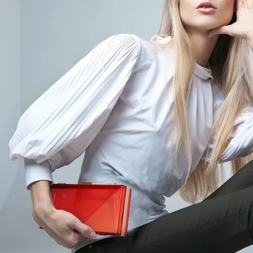 Miniatura 4 de WJCD - Bolso de mano de acrílico transparente para mujer, bolso de hombro con correa de cadena de dorada desmontable