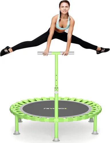 Miniatura 11 de ZCMHAXJ Mini trampolín plegable, trampolín de rebote de 40 pulgadas para adultos y niños, capacidad de 450 libras con barra ajustable en forma de T