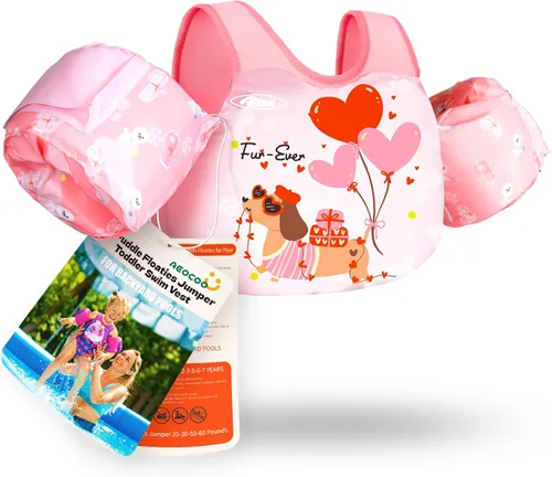 Miniatura 11 de AEOCOO Flotador Saltador de Charco 20-30-50-60-70 Libras, Chaleco de Natación para Niños Pequeños de 1-3-5-6-9 Años, Flotadores de Piscina