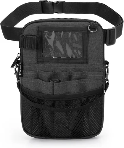 Miniatura 16 de Trunab Riñonera con soporte para cinta y bolsillos para equipo médico, bolsa de almacenamiento de cintura con correa ajustable para la cintura
