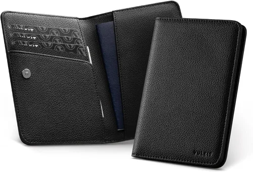 Miniatura 11 de VULKIT Soporte para pasaporte, cierre magnético, bloqueo RFID, cartera de viaje, funda para libro de pasaporte, soporte para tarjeta de embarque