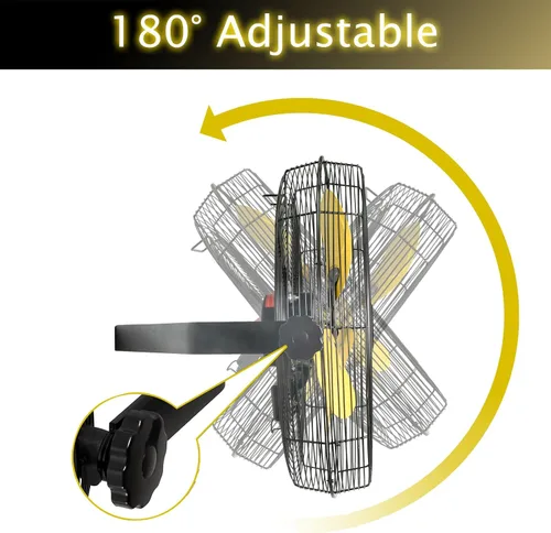 Miniatura 5 de HiCFM Ventilador de montaje en pared de 18 pulgadas, 4600 CFM, 3 velocidades de alta velocidad con motor de carcasa TEAO, cable de 9 pies