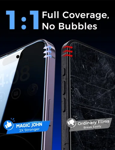Miniatura 7 de MAGIC JOHN Paquete de 2 protectores de pantalla de privacidad para iPhone 14 Pro de 6.1 pulgadas (no máximo), vidrio templado, instalación