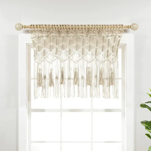 Miniatura 9 de Lush Decor Panel Individual de Cortina de Ventana de Algodón con Borlas de Macramé Boho 40" An x 84" L Neutro - Cortinas de Macramé para Ventanas