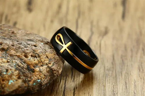 Miniatura 4 de XUANPAI Anillos Eye of Horus para hombres y mujeres, joyería egipcia pulida de acero inoxidable, joyería egipcia de moda, diseño de Ankh, joyería