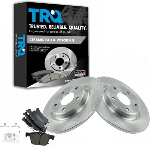 Miniatura 17 de TRQ Kit de rotor de freno trasero y pastillas de cerámica Posi premium compatible con camioneta Chevy GMC