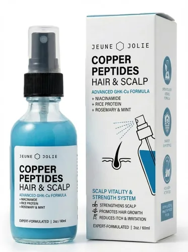 Jeune Jolie Copper Peptides - Spray para el cabello y el cuero cabelludo | GHK-Cu, niacinamida, proteína de arroz, romero y menta, para terapia del