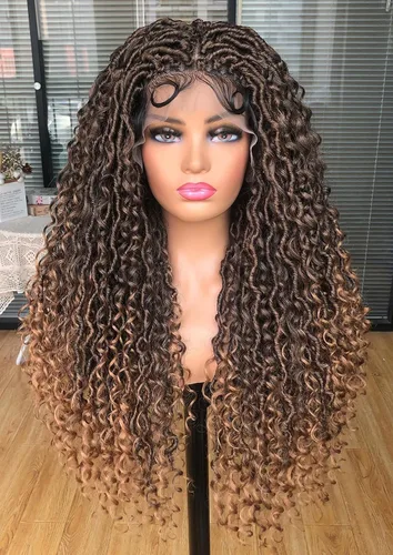 Miniatura 3 de Goddess - Pelucas sintéticas para mujeres negras, 30 pulgadas, encaje completo, diosa, bohemia, locs, trenzadas, con cabello de bebé, rastas hippie
