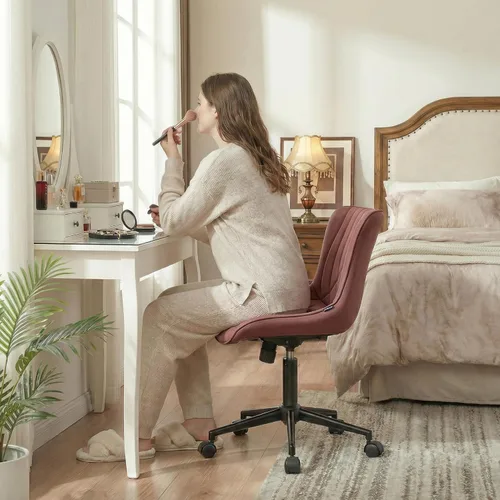 Miniatura 5 de YOUNIKE Silla de oficina, silla de escritorio sin brazos con ruedas, sillas giratorias ajustables para tareas de computadora de oficina en casa