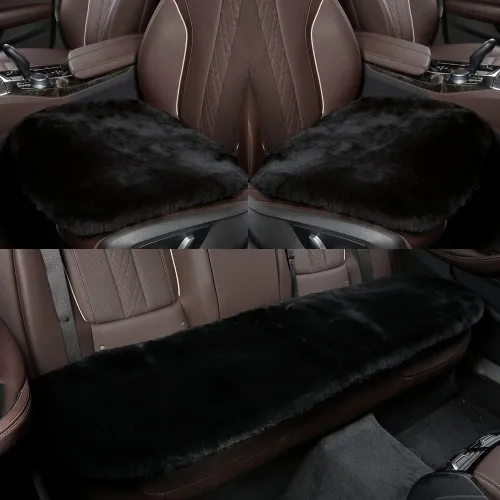 Miniatura 13 de IRIWOOL Almohadilla de asiento de piel de oveja auténtica, funda de asiento de lana suave australiana, transpirable y absorbente del sudor, cómoda