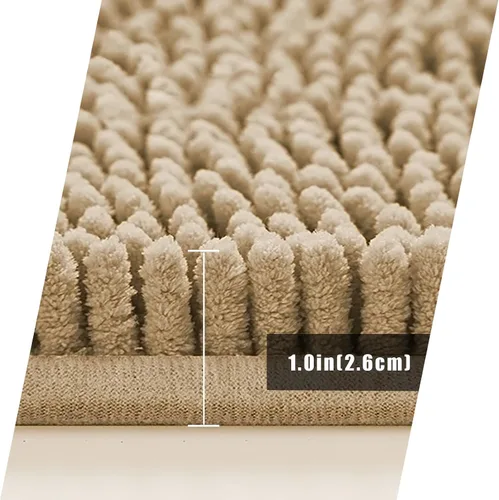 Miniatura 2 de Alfombras de baño de felpilla antideslizantes de 24 x 17 pulgadas, tapetes de baño para baño, ducha, color beige