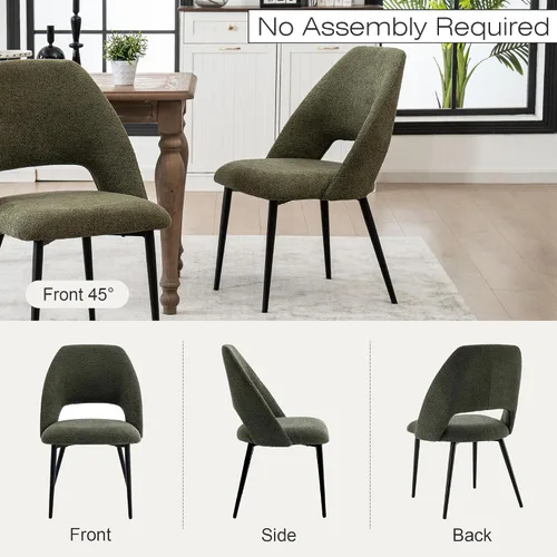 Miniatura 6 de Rowill Juego de 2 sillas de comedor tapizadas de mediados de siglo, modernas sillas de comedor, sillas de cocina, sillas decorativas con patas