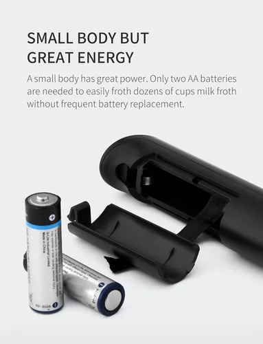 Miniatura 5 de Potente espumador de leche para café, mezclador de bebidas rápido de mano con batidor de acero inoxidable, agitador de mano a pilas - negro