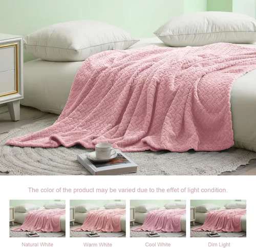 Miniatura 5 de Exclusivo Mezcla - Manta de forro polar tamaño King para cama, 90 x 104 pulgadas, mantas suaves y acogedoras de franela jacquard, ligeras y cálidas