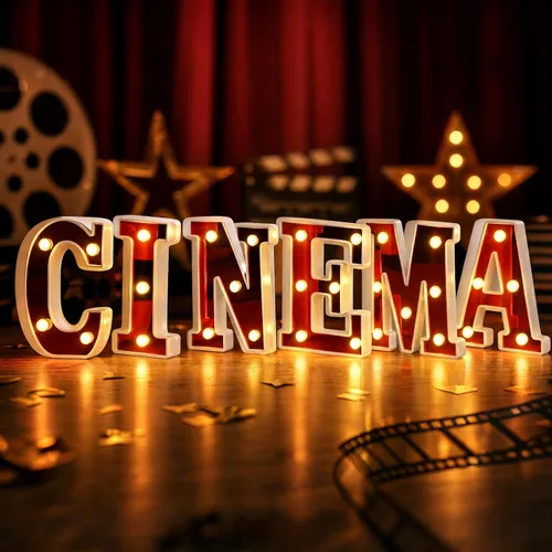 Miniatura 14 de Aurelema Casino 6.3" Letras de cartel de noche de cine para fiestas, cartel de luz de marquesina alimentado por batería, luces LED de letras