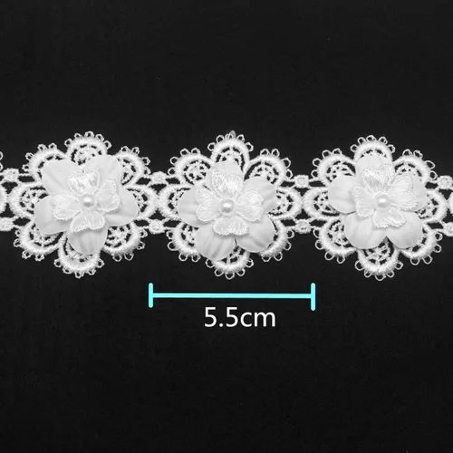 Miniatura 4 de FQTANJU Cinta de borde de encaje de flores de 3 yardas para apliques de boda DIY costura manualidades