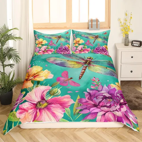 Miniatura 3 de Erosebridal Regalos de libélula para mujeres, funda de edredón de diente de león, mariposa y libélulas, juego de ropa de cama para mujeres y niñas