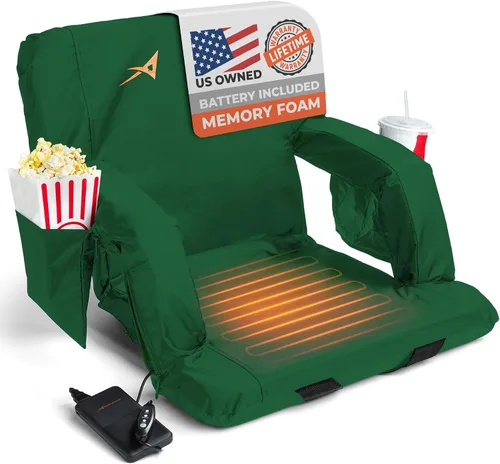 Miniatura 12 de Asientos de estadio con calefacción para gradas con respaldo – Batería USB incluida – 3 niveles de calor mejorados – Silla plegable – 4 bolsillos