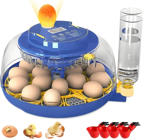 Incubadora de 18 huevos con giro automático de huevos y control de humedad, recarga de agua, vela de huevos, incubadoras para incubar pollo, patos,