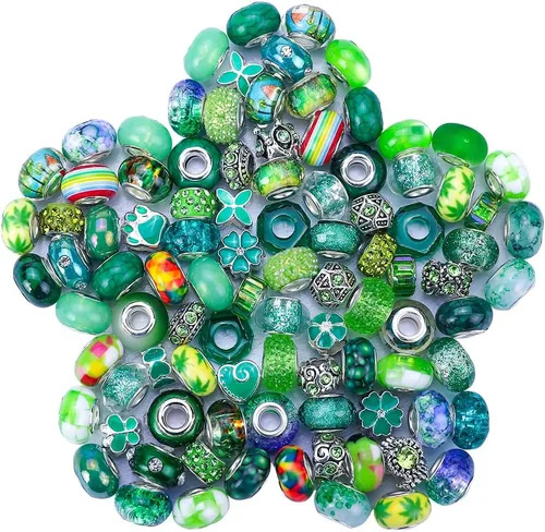Miniatura 34 de Espaciador de agujeros grandes europeos con cuentas de hadas con diamantes de imitación para manualidades, pulseras y bisutería