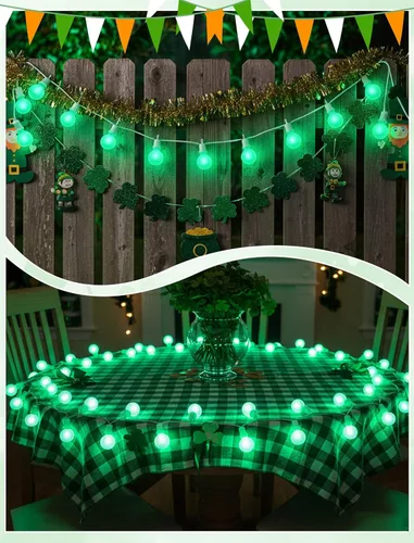 Miniatura 3 de Guirnalda de luces LED G40 para el día de San Patricio para exteriores, 25 pies, luces decorativas de San Patricio al aire libre con bombillas