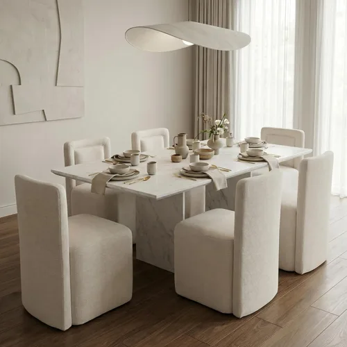Miniatura 21 de Hyfirm Juego de 2 sillas de comedor tapizadas negras, sillas escandinavas Parsons sin brazos de tela Boucle con cojín de asiento de felpa