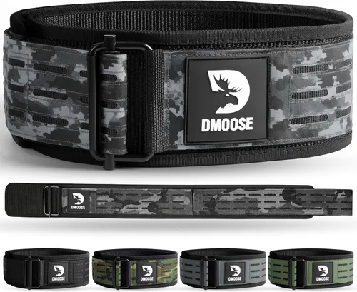 Miniatura 12 de DMoose Fitness Cinturón de levantamiento de pesas con bloqueo automático para hombres y mujeres, cinturón de nailon de 4 pulgadas para sentadillas