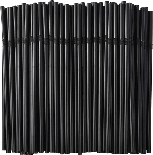 Miniatura 2 de ALINK 500 pajitas negras + 100 pajitas de plástico negro extra largas