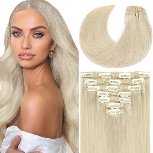 Miniatura 73 de Loxxy Extensiones de cabello humano con clip, sin costuras, 22 pulgadas, color marrón oscuro a castaño oscuro y marrón oscuro, 7 piezas