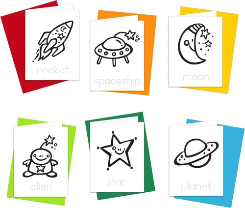 Tarjetas para colorear: juego de 6 tarjetas para que los niños coloreen y practiquen la escritura de cartas, tarjetas de felicitación para todas las