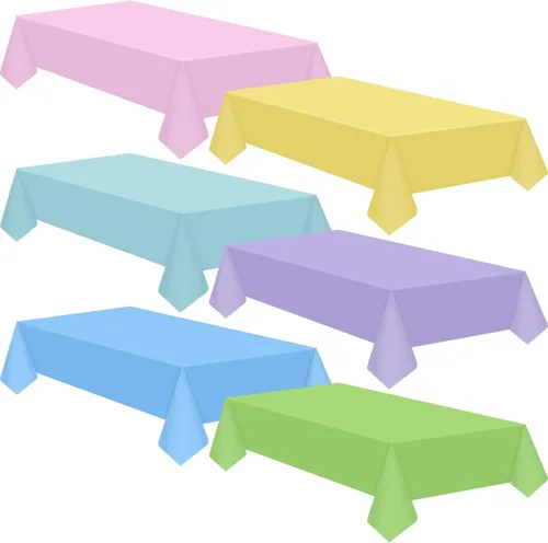 Patelai 6 manteles desechables pastel para mesas rectangulares, manteles de plástico impermeables para baby shower, fiesta de cumpleaños,