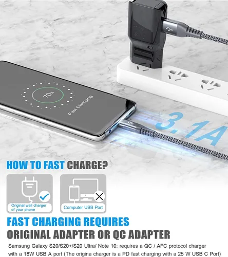 Miniatura 3 de sweguard Cable Cargador USB Tipo C [Paquete de 3, 6.6 pies+3.3 pies+1.5 pies] Cargador iPhone 16 Cable Trenzado de Nylon para iPhone 16 15 Pro Max
