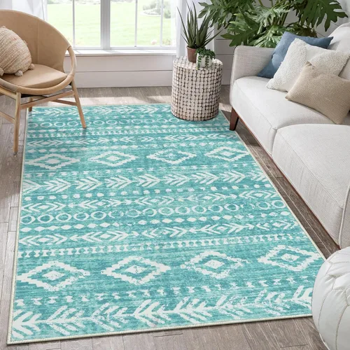 Miniatura 43 de Lahome Alfombra bohemia marroquí para entrada, lavable, de 2 x 3 pies, color gris y blanco, antideslizante, ultra fina, suave, rústica con estampado
