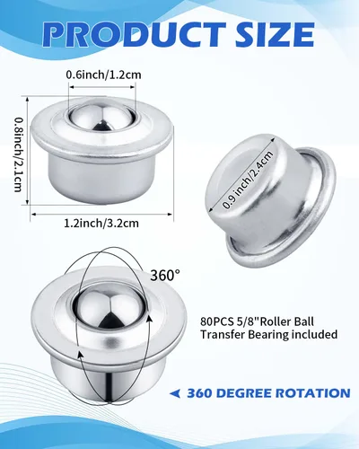 Miniatura 2 de Rodamiento de Bolas de Transferencia de Rodillos de 5/8", 40PCS CY-15H Rodillos de Rodamiento de Bolas de Acero al Carbono, Rodamientos