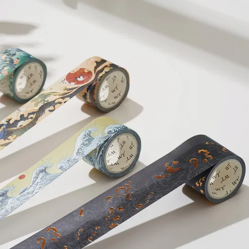Miniatura 4 de WT Waves of Rebun - Juego de cinta washi, 4 rollos, lámina dorada, cinta de enmascarar decorativa, suministros para planificador Bujo, cinta