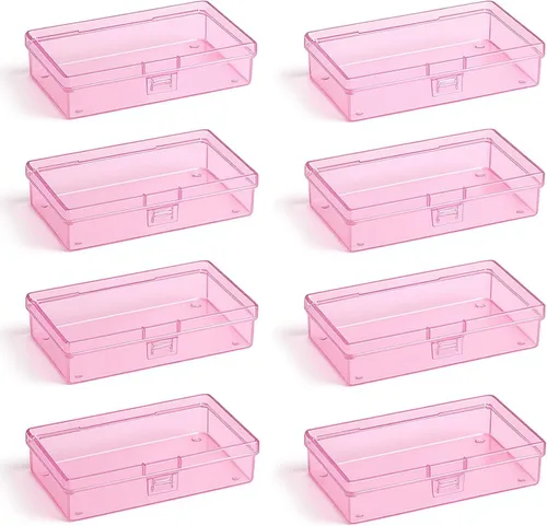Miniatura 8 de Goodma 4 Piezas Cajas Rectangulares de Plástico Vacías Contenedores Organizadores de Almacenamiento con Tapas con Bisagras para Artículos Pequeños