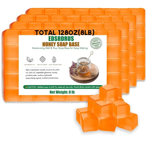 Miniatura 18 de EDSRDRUS Base de jabón aromática de 2 libras, hecha a mano con miel y aceite de coco, base de jabón hidratante para derretir y verter