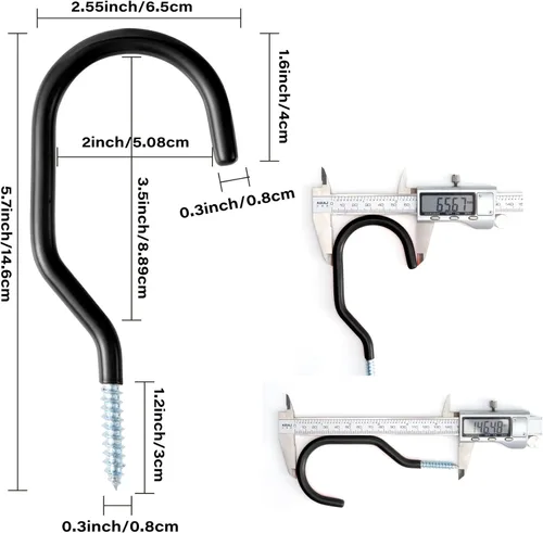 Miniatura 2 de Sinoer Paquete de 8 ganchos resistentes para bicicleta, gancho de almacenamiento con tornillo, para organización y almacenamiento de pared y techo