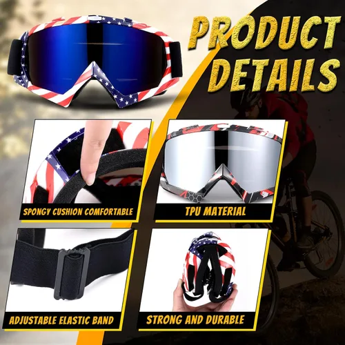 Miniatura 4 de Tallew 4 pares de gafas de motocross para motocicleta, motocross, carreras, ATV, para hombres y mujeres, deportes de potencia y esquí