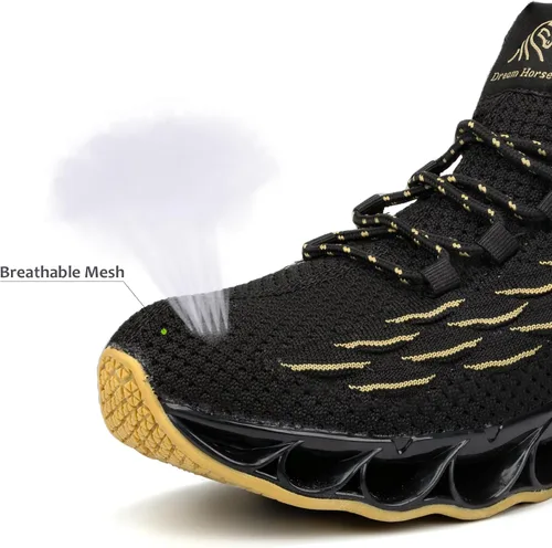 Miniatura 4 de Zapatos de trabajo ligeros para hombre, zapatos indestructibles con punta de acero, zapatos de seguridad de malla transpirable a la moda, zapatos