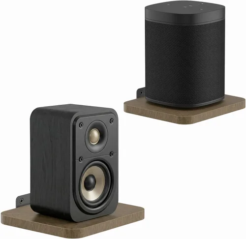 Aiweiwa Par de estantes pequeños para altavoces, 5.3 x 6.7 pulgadas, estantes de montaje en pared ajustables para altavoces de sonido envolvente