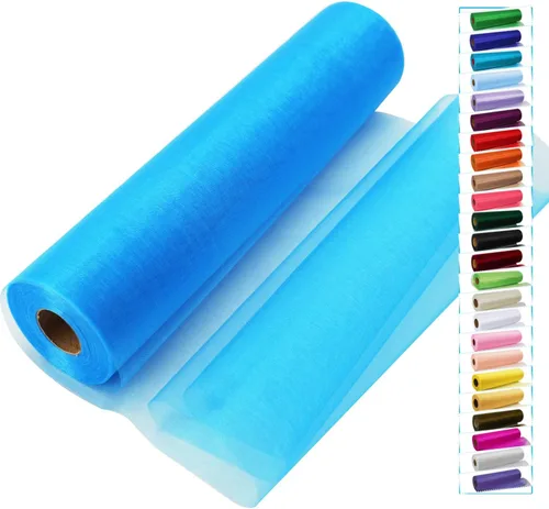 Miniatura 16 de Rollos de tela de tul negro con cristales y organza 12 pulgadas por 150 pies (45,72 m), tela transparente para manualidades, lazos de tutú