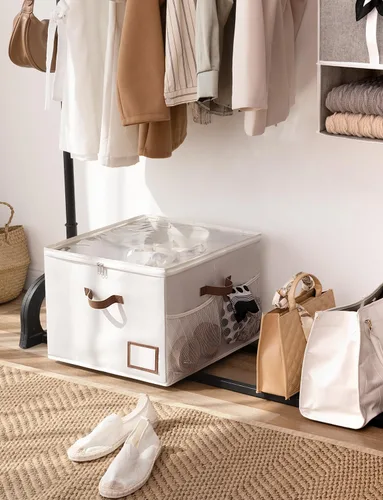 Miniatura 7 de StorageWorks Organizador de Zapatos para Armario, Cabe hasta 16 Pares, Contenedores de Almacenamiento de Zapatos Cubby con Bolsillo Lateral de Malla