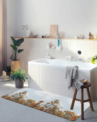 Miniatura 4 de Tapete de baño para bañera y hojas de flores de otoño, antideslizante, de secado rápido y absorbente, tierra de diatomeas, fregadero, dormitorio