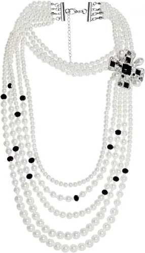 MISASHA - Collar de perlas de París de los años 20, accesorios de Gatsby, joyería de disfraz vintage, collar largo color crema para mujer, Metal,